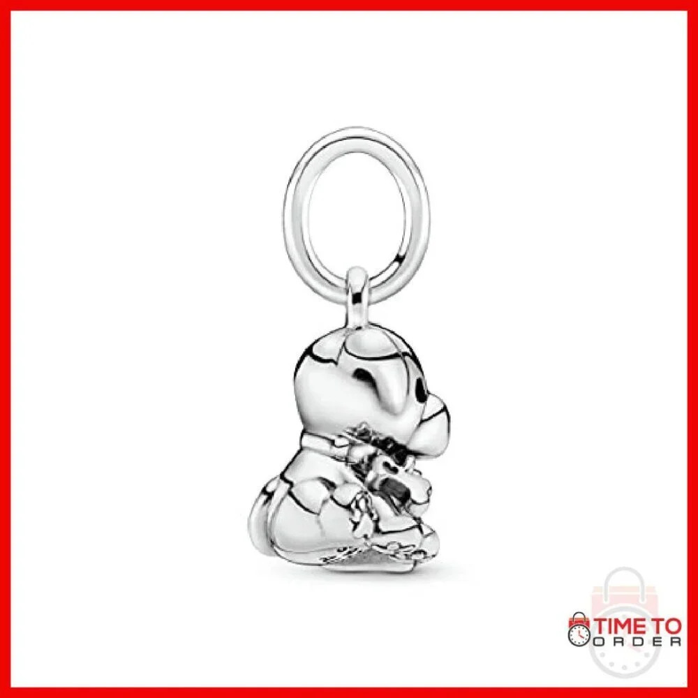Sterling Silver Labrador Dog Dangle Charm with Bone Collar